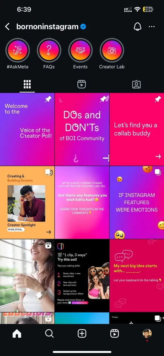 The feature shown in the @bornoninstagram grid